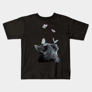 Cute Black Cat With Butterfly Cat adoption For Cat Lover Kids T-Shirt